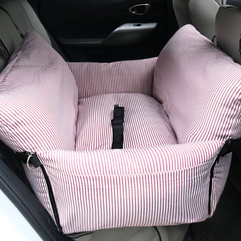 2-in-1 Striped Dog Car Seat | Machine-Washable & Year-Round Use | FriskFable