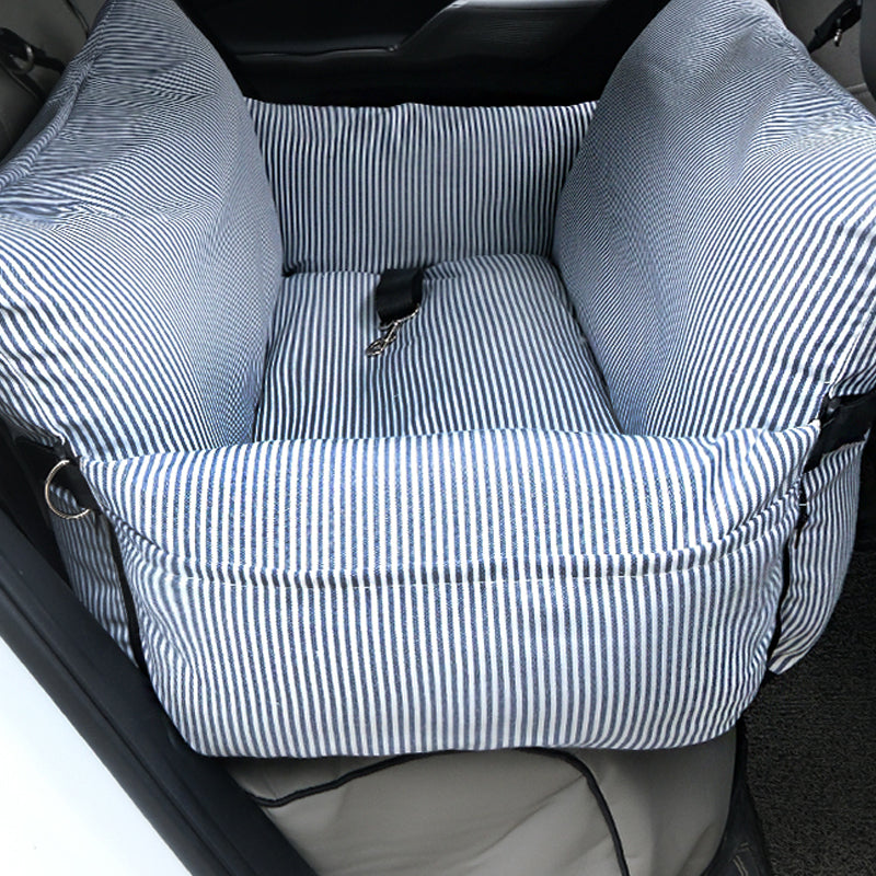 2-in-1 Striped Dog Car Seat | Machine-Washable & Year-Round Use | FriskFable