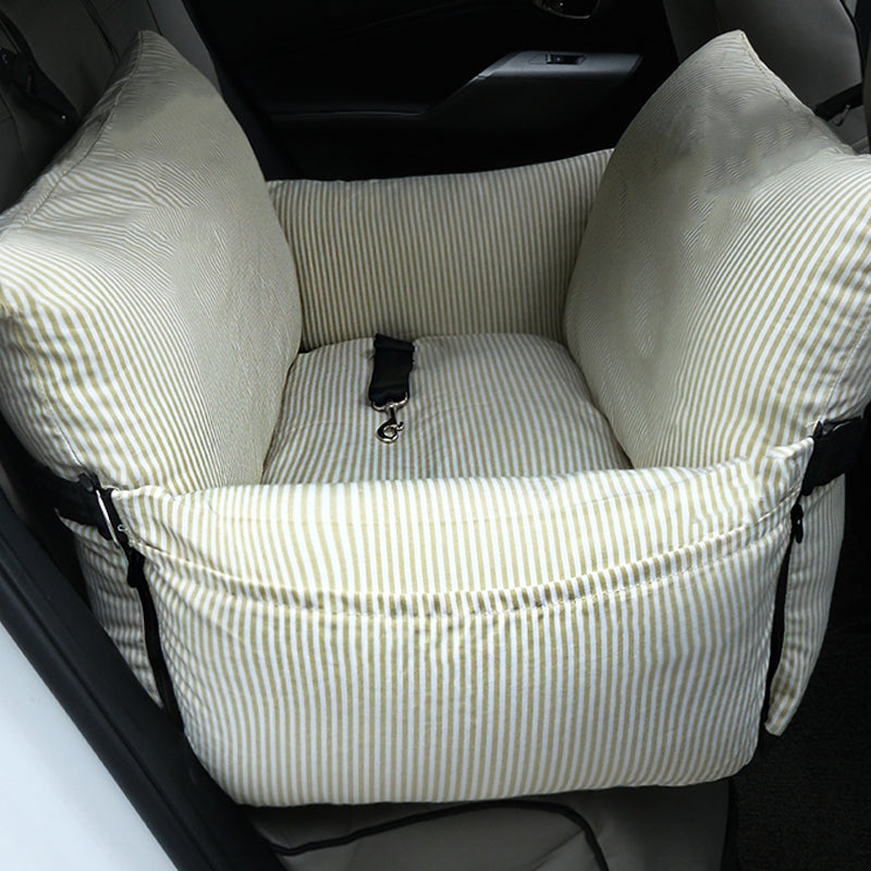 2-in-1 Striped Dog Car Seat | Machine-Washable & Year-Round Use | FriskFable