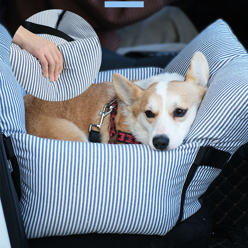 2-in-1 Striped Dog Car Seat | Machine-Washable & Year-Round Use | FriskFable - friskfable