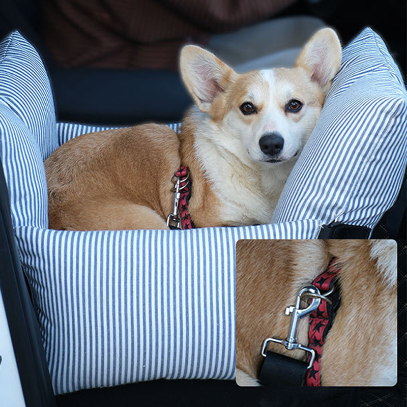 2-in-1 Striped Dog Car Seat | Machine-Washable & Year-Round Use | FriskFable - friskfable