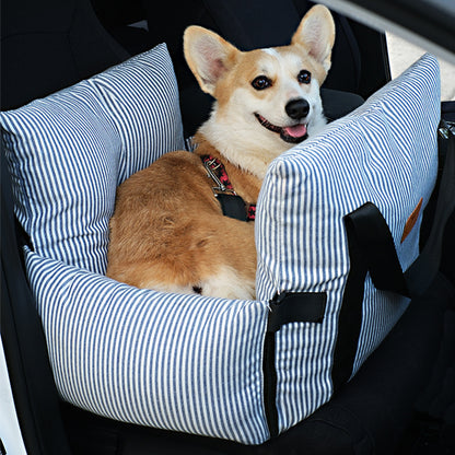 2-in-1 Striped Dog Car Seat | Machine-Washable & Year-Round Use | FriskFable - friskfable