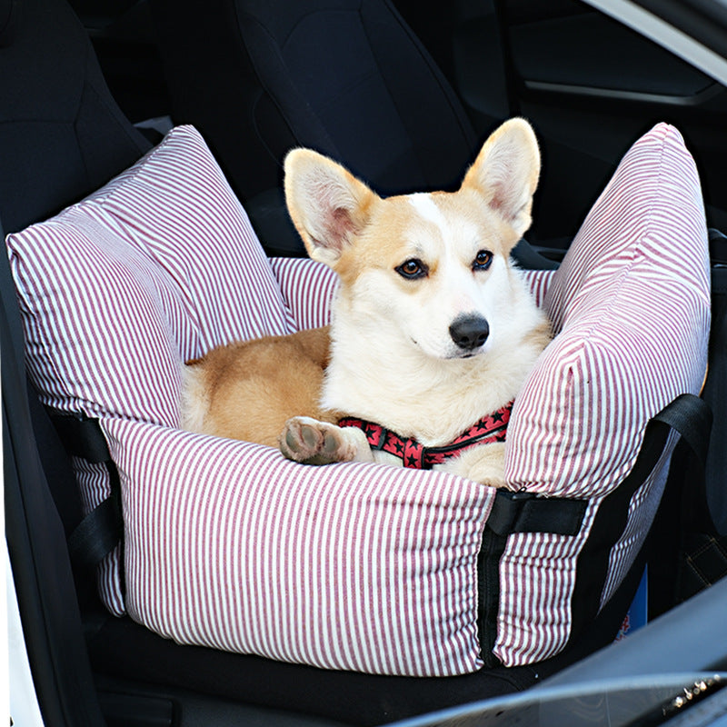 2-in-1 Striped Dog Car Seat | Machine-Washable & Year-Round Use | FriskFable - friskfable