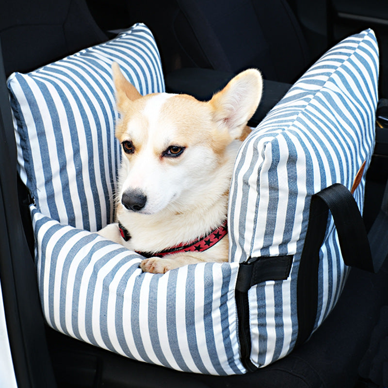 2-in-1 Striped Dog Car Seat | Machine-Washable & Year-Round Use | FriskFable - friskfable