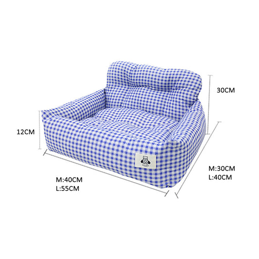 Plaid Dog Car Seat with Neck Support - All-Season Travel Safety | FriskFable - friskfable